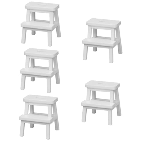 Abaodam 5st Mini-tritthocker Möbel Modelle Hocker-Modell Miniaturschmuck Stühle Zum Basteln Puppenhauszubehör Mini-stühle Stühle Für Puppenhaus Hölzern Ob11 Mini-hocker Doppelschicht Weiß von Abaodam