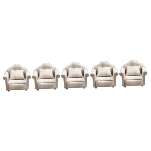 Abaodam 5st Puppenstubensofa Miniatur-raumschmuck Mini-möbelmodell Miniatur-möbelornament Beiges Dekor Weißes Dekor Miniatur-Sofa-Modell Miniaturmöbel Holz Streifen von Abaodam