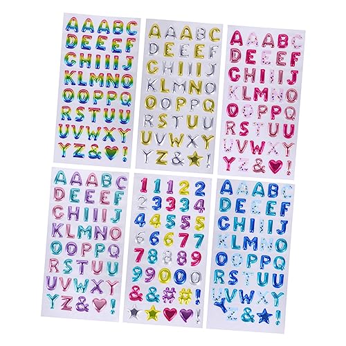 Abaodam Glitzer-Aufkleber-Set Mit Cartoon-Motiven – 6 Bögen Mit Buchstaben- Und Zahlenaufklebern Für Kinder Abschlussdeko Einfaches Abziehen Und Aufkleben von Abaodam