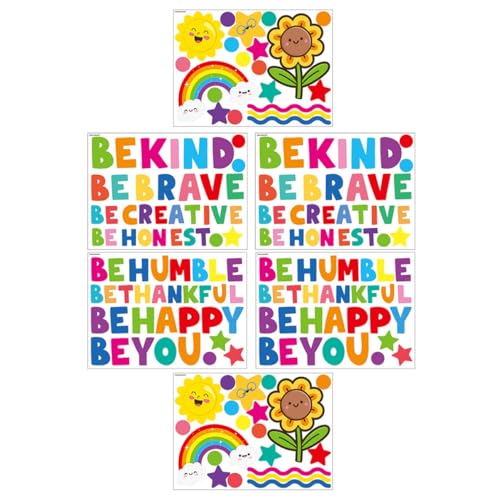 Abaodam 6 Blätter Bunter Wandaufkleber Zur Motivation Wandkunst Für Das Klassenzimmer Plakate Zur Psychischen Gesundheit Inspirierende Zitat-Aufkleber Inspirierende Wandtattoos PVC von Abaodam