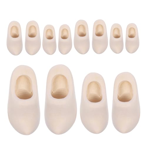 Abaodam 6 Paare Mini Holzschuhe Unfertige Miniatur Holzschuhe zum Bemalen Blanko Puppenschuhe für DIY Bastelprojekte Holländische Clogs als Puppenhaus Dekoration von Abaodam