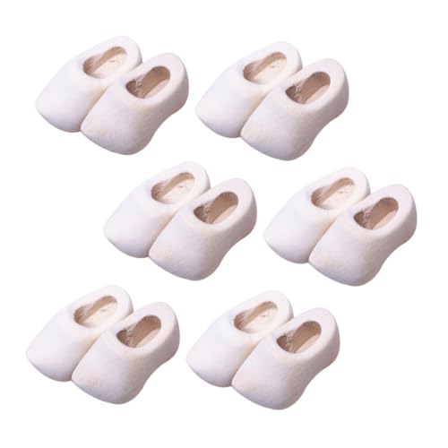 Abaodam 6 Paare Miniatur Holzschuhe Unfertige Kleine Holzklompen für Puppenhaus Zubehör DIY Handwerk Dekorationen für Sammler und Bastler von Abaodam