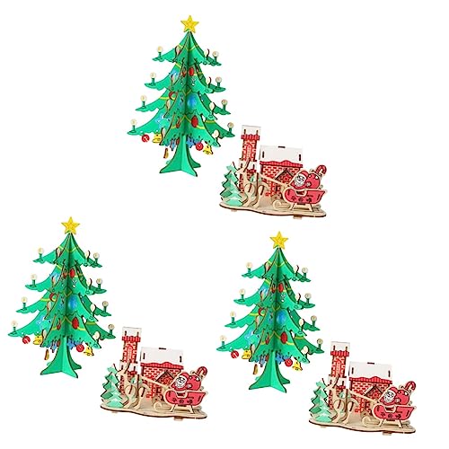 Abaodam 6 STK 3D-Stereo-Weihnachtsbaum-Modell-Puzzle Kinder Puzzle rätselbuch Kinder Educational Toys Spielzeug Holzpuzzles für Kinder Holzpuzzle für Jungen hölzern kleines Geschenk von Abaodam