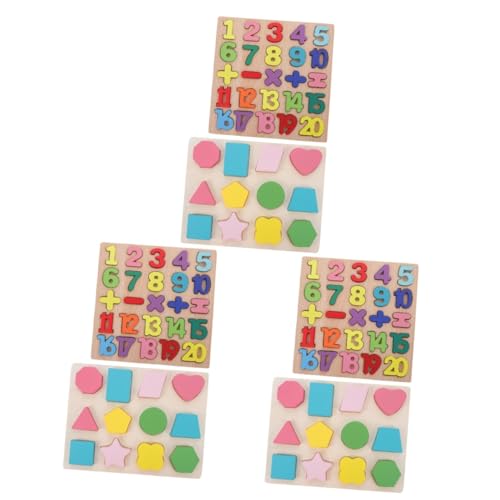 Abaodam 6 Sätze Dreidimensionales Puzzle Lerntafel für Buchstaben und Zahlen Babyspielzeug Kinder rätsel Kinder entwicklung Kinderspielzeug Spielset aus Holz Form-Puzzle-Spielzeug hölzern von Abaodam