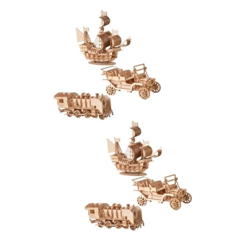 Abaodam 6 Sätze kinderpuzzles aus Holz Holzpuzzles für Kinder Jungen Spielzeug spaß Auto Rätsel Mikrorätsel 3D-Puzzles für Kinder Erwachsener Modellauto Modellschiff malen Eltern-Kind Bahn von Abaodam
