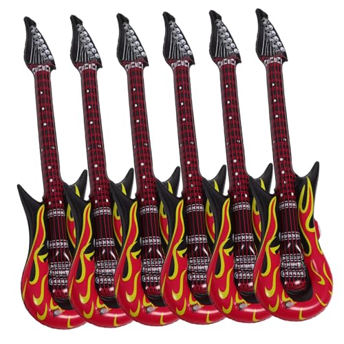 Abaodam 6 Stück Aufblasbare PVC Gitarren Teiliges Lustige Luftgitarren Kinderparty Bühnenrequisiten Langlebig Schnell Aufblasbar für Jungen Mädchen von Abaodam