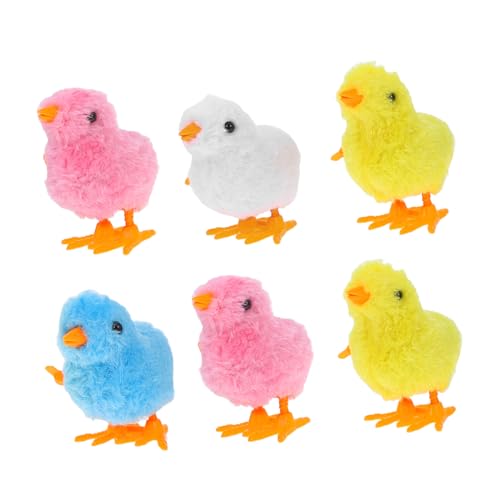 Abaodam 6 Stück Aufziehspielzeug Küken Bunte Plüschtiere für Ostern Niedliche Wind Up Spielzeuge für Ostergeschenke und Feierlichkeiten Robuste und Farbenfrohe Spielzeuge von Abaodam