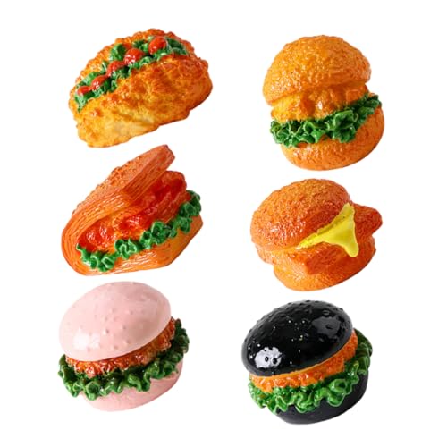 Abaodam 6 Stück Burger-Modell Miniatur-Dinge Mini-Essen Home Requisiten Essensrequisiten Miniatursachen künstlicher Burger künstliche Nahrungsmittel zur Ausstellung simuliertes Essen Harz von Abaodam