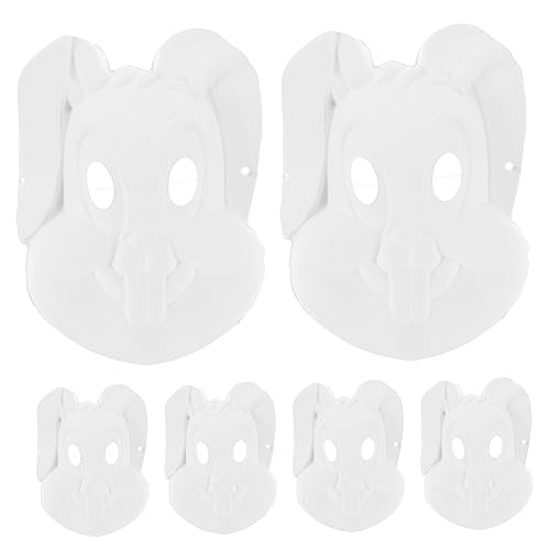 Abaodam 6 Stück Diyt Hasenmaske Masken Halloween -Kostüm Handmaske Skelett halloween mask halloweenmaske halloween gesichtsmaske Maskerade liefert Cosplay-DIY-Maske Zellstoff Weiß von Abaodam
