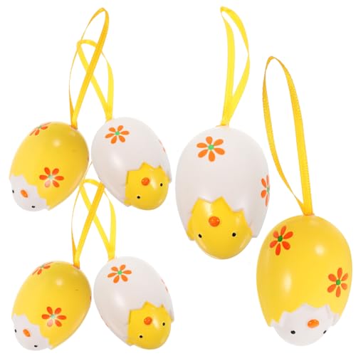 Abaodam 6 Stück Eierschalen-Küken-Anhänger Dekorationen Party easter egg decoration ostern Easter Dekoration easter presents Osterdeko Gastgeschenke für Ostern Plastik Yellow von Abaodam