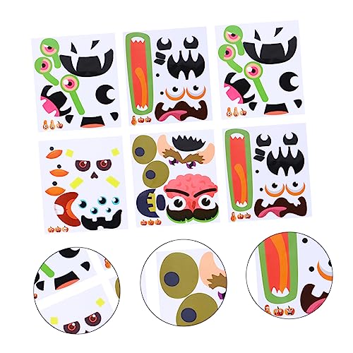 Abaodam 6 Stück Halloween Kürbis Geister Gesichts Aufkleber Halloween Party Halloween kinderparty Halloween deko Kunst-Kreativitätsaufkleber Kürbisgesichtsaufkleber Papier von Abaodam