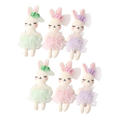 Abaodam 6 Stück Kaninchenpuppe Kuscheltier Aber Haarschmuck Miniaturfiguren Kleidung Kaninchen Entzückendes Kaninchenspielzeug handgemachter Hase Tierpuppen Hasenfigur PP Baumwolle von Abaodam