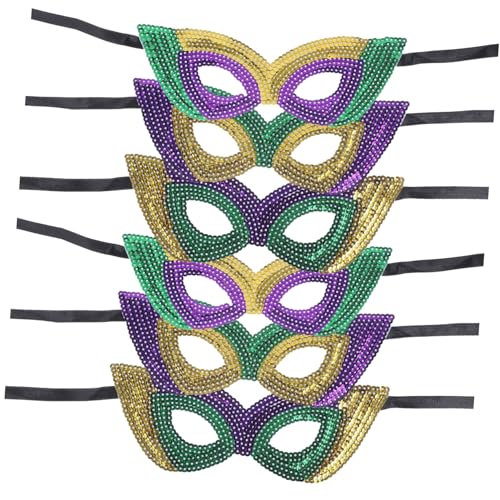 Abaodam 6stücke Glitzer Maske Für Karneval Fasching Und Halloween Elegante Halbmaske Mit Funkelnden Pailletten Für Kostümpartys Und Maskenbälle von Abaodam