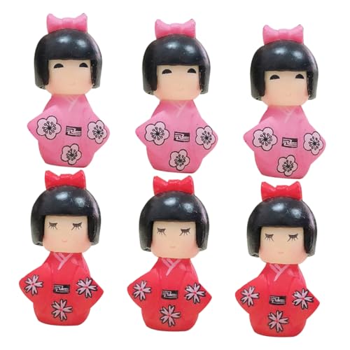 Abaodam 6 Stück Kimono Puppe Mini Japanische Dekoration Heimlandschaftspuppe Desktop Japanische Puppe Ornament Im Japanischen Stil Büro Ornament Traditionelles Japanisches Ornament von Abaodam