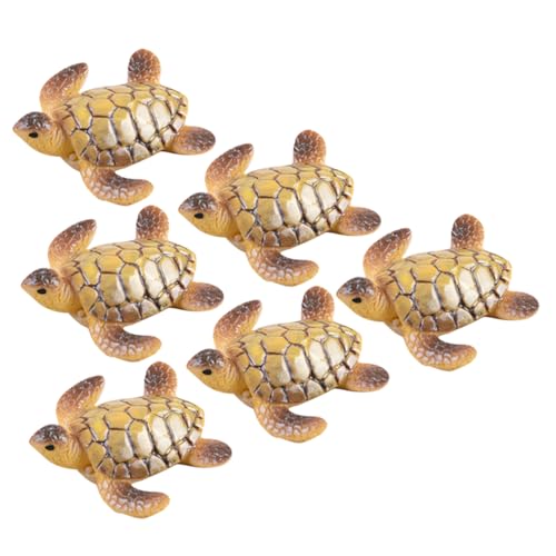 Abaodam 6 Stück Kleine Harz Schildkröten Figuren Realistische Miniatur Schildkröten Deko für Garten Teich Aquarium Leicht Transportierbar Landschaftsornamente von Abaodam