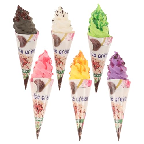 Abaodam Eistütenmodell 6 Stück Dekorative Kühlschrankmagneten mit Simulierten Eistüten Foto Requisite für Desserts und EIS Dekorationszwecke von Abaodam