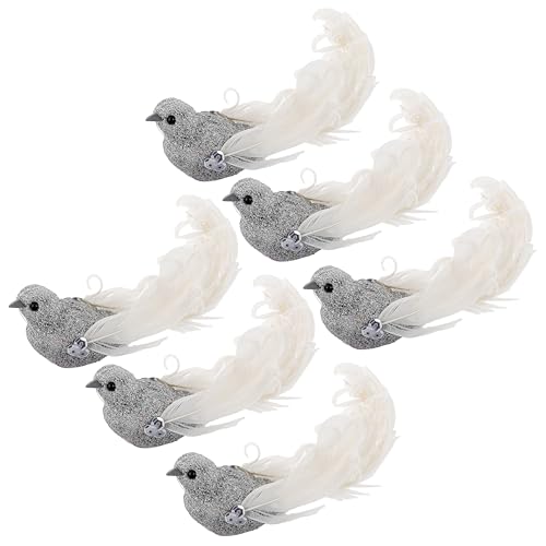 Abaodam 6stücke Künstliche Vögel Mit Glitzer Realistische Federornamente Für Garten Und Innendekoration Clip Deko Für Hochzeit Und Festlichkeiten Silberne Farbvarianten Abaodam 6stücke Künstliche Vögel Mit Glitzer Realistische Federornamente Für Garten Und Innendekoration Clip Deko Für Hochzeit Und Festlichkeiten Silberne Farbvarianten von Abaodam