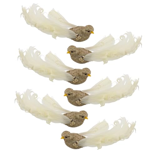 Abaodam 6 Stück Künstlicher Federvogel Vögel Zum Basteln Kleine Vogelfiguren Wohnkultur Rote Vogelfiguren Baumschmuckvögel Vögel Basteln Gefälschte Vögel Mit Clips Künstliche Feder Golden von Abaodam