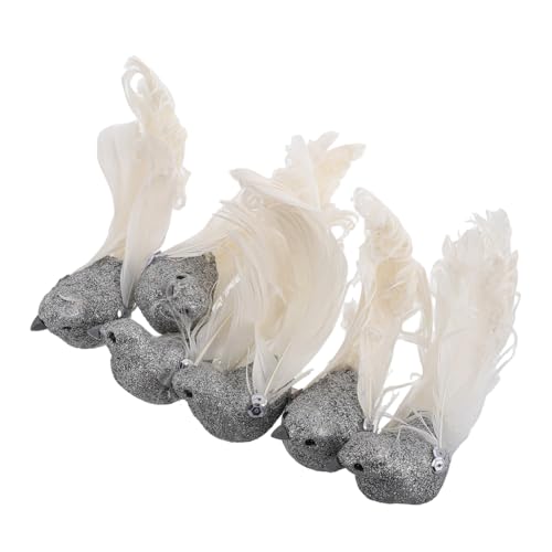 Abaodam 6 Stück Künstlicher Federvogel Vogel- Gefälschte Vogeldekor Clip Auf Vogelschmuck Schaumvögel Vögel Zum Basteln Vogel Figur Vogelschmuck Für Baum Silver Künstliche Feder von Abaodam