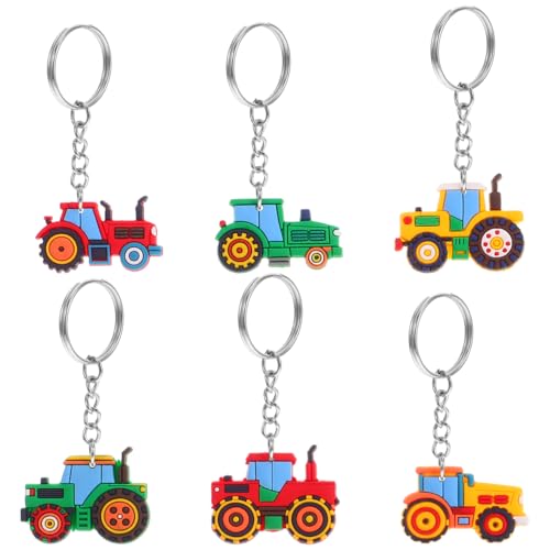 Abaodam 6 Stück Landwirtschaftsauto Schlüsselanhänger Landwirtschafts Schlüsselanhänger Frühlingsfeier Klassenzimmer Bulldozer Schlüsselanhänger von Abaodam