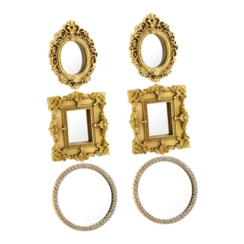 Abaodam 6 Stück Maßstab Ornate Resin Rahmen in Antik Gold Mini Puppenhaus Dekoration für Viktorianische Schlafzimmer und Feenhaus Accessoires von Abaodam