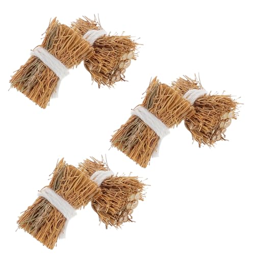Abaodam 6 Stück Mini Heuballen Zum Basteln Handgefertigte Miniatur Heuhaufen Dekorationen 25 cm Puppenhaus Heuballen DIY Sandtisch Verzierungen Künstliche Heuhaufen Ballen von Abaodam