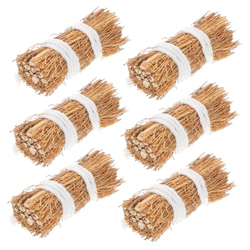 Abaodam 6 Stück Mini Heuballen Zum Basteln Handgefertigte Miniatur Heuhaufen Dekorationen 4 cm Puppenhaus Heuballen DIY Sandtisch Verzierungen Künstliche Heuhaufen Ballen von Abaodam