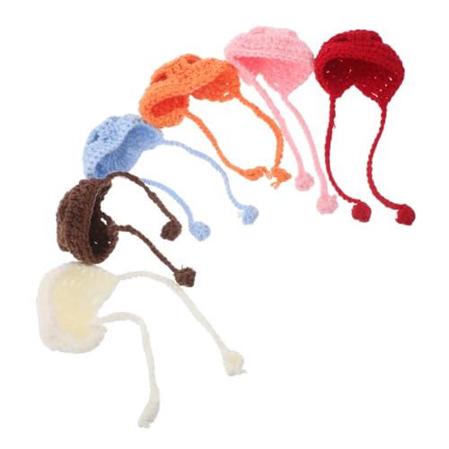 Abaodam 6 Stück Mini-strickmützen, Weihnachtsmützen Aus Mini-Strickwolle, Garn, Miniatur-flaschenaufsatz Für Selbstgemachte Haar-Accessoires, Kleine Haustiere, Kostümzubehör von Abaodam
