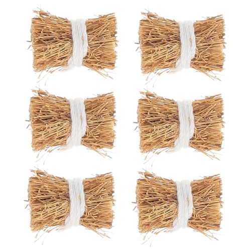 Abaodam 6 Stück Miniatur Heuballen Puppenhaus Zubehör Handgefertigte Mini Heuhaufen Figuren 25 cm Dekorative Heuballen Für Den Tisch Gefälschte Heuballen Zum Basteln von Abaodam