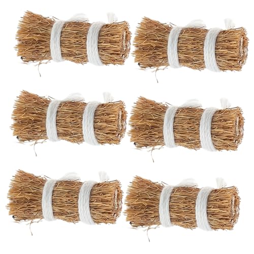 Abaodam 6 Stück Miniatur Heuballen Puppenhaus Zubehör Handgefertigte Mini Heuhaufen Figuren 4 cm Dekorative Heuballen Für Den Tisch Gefälschte Heuballen Zum Basteln von Abaodam