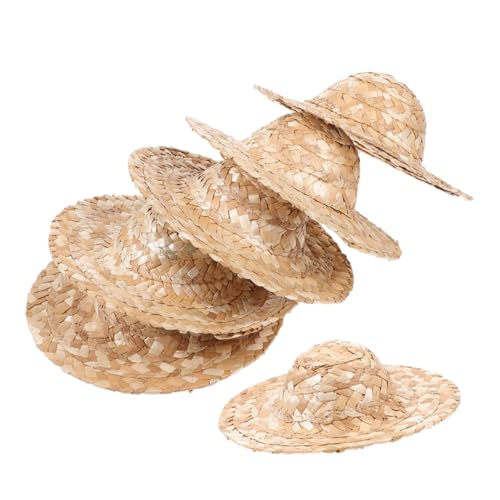 Abaodam 6 Stück Miniatur Strohhüte Teilig Handgewebt für Puppen und Kleine Tiere Leichte Sombrero Kappen als DIY Bastelzubehör Kleine Dekorative Hüte für Fotoshootings und Abaodam 6 Stück Miniatur Strohhüte Teilig Handgewebt für Puppen und Kleine Tiere Leichte Sombrero Kappen als DIY Bastelzubehör Kleine Dekorative Hüte für Fotoshootings und von Abaodam
