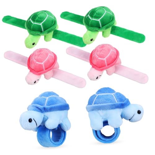 Abaodam 6 Stück Plüsch Schildkröten Slap Armbänder Lustige Stofftier Handgelenk Bänder Blau und Grün für Dekoration und Abaodam 6 Stück Plüsch Schildkröten Slap Armbänder Lustige Stofftier Handgelenk Bänder Blau und Grün für Dekoration und von Abaodam