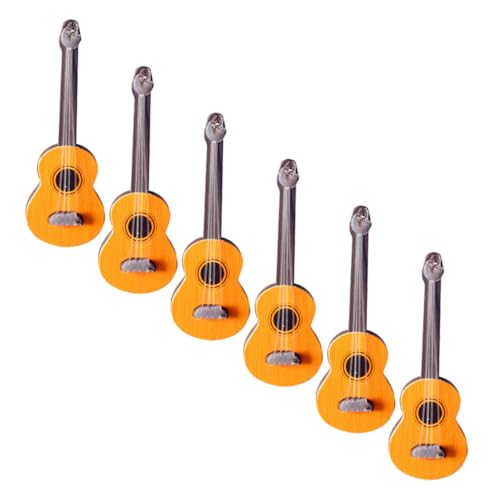 Abaodam 6 Stück Puppenhaus Gitarre Mini-gitarrenfigur Kleine Gitarrendekorationen Mini-gitarrenhandwerk Gitarrenmodell Kleine Ornamente Mini-gitarrenmodell, Kleine Ornamente Holz von Abaodam