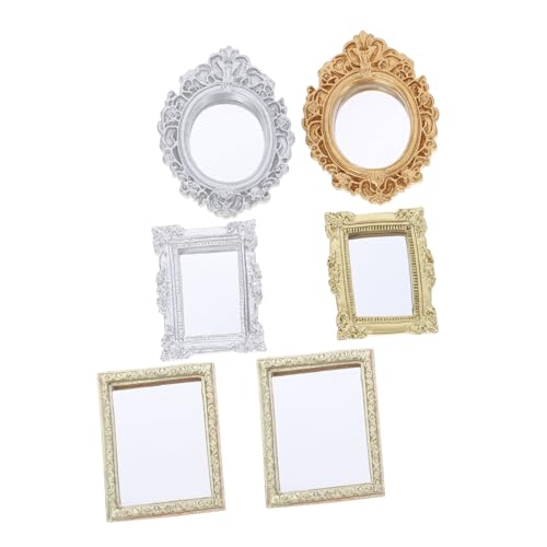 Abaodam 6 Stück Puppenhausmöbel Puppenhauszubehör Verzierter Spiegel Winzige Puppenhausartikel Puppenhausmöbel Mini Hauszubehör Puppenhaus Miniaturmöbel Puppenhausrahmen Harz von Abaodam