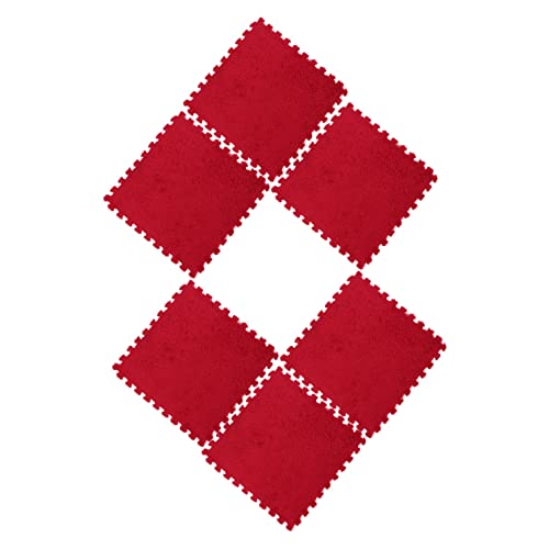 Abaodam 6 Stück Plüsch-Puzzle-bodenmatten Aus Eva Matten Zum Spielen Auf Dem Boden Multifunktional Austauschbar Rot 30 X 30 X 1 cm Dekorative Fliesen Für Zuhause von Abaodam
