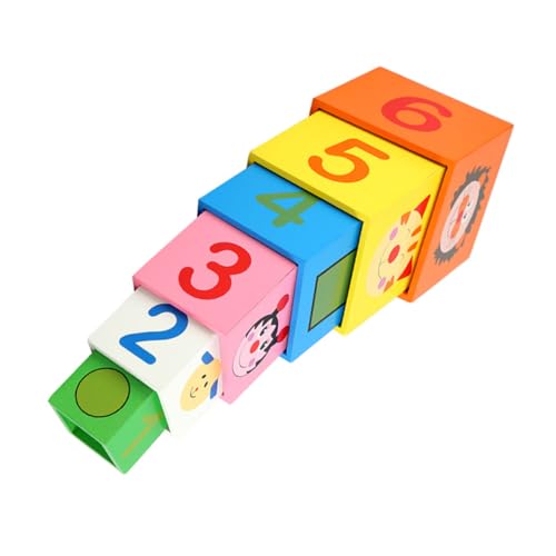 Abaodam 6 Stück Schicht Auf Schicht Kindergeschenk Zählen Interaktives Eltern-Kind- Kindertrainingsspielspielzeug Stapelbares Blockspielzeug Stapelblöcke Hölzern von Abaodam