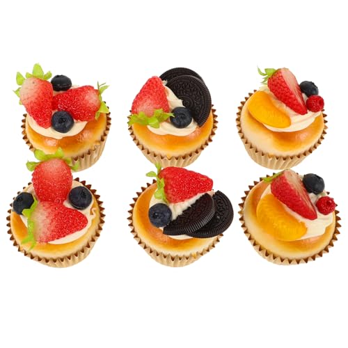Abaodam 6 Stück Simulation Kuchenmodell Gebackene Muffins Gefälschtes Künstliches Gebäck Cupcake Faux Desserts Simulation Kuchen Kuchen Lebensmittelmodelle Tischkuchendekor von Abaodam