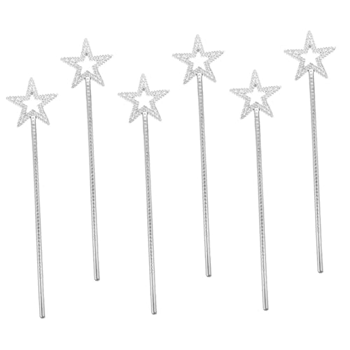 Abaodam 6 Stück Stern Zauberstäbe für Cosplay Party Requisiten Dekorative Feenstäbe für Geburtstagsfeiern Silberne Magische Sticks mit Widerstandsfähigem Kunststoff für von Abaodam