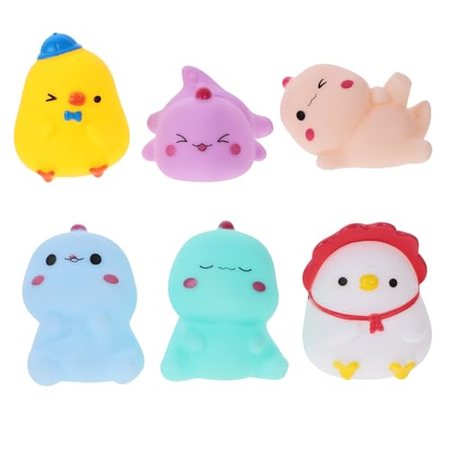 Abaodam 6 Stück Teiliges Badespielzeug aus Weichem Vinyl Quietschende Tierfiguren Kompakte für Junge Mädchen Fördert Handmotorik Sicher und Langlebig für Badewanne und Wasserspaß von Abaodam