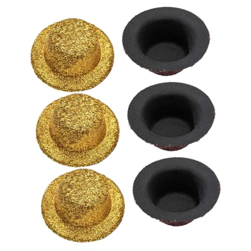 Abaodam 6 Stück Teiliges Bunte Glitzer Mini Hüte Kleine Handgefertigte Bastelmaterialien für Puppen Haustiere Partydeko Wiederverwendbar Farbenfrohe DIY Accessoires Zufällige Farbe von Abaodam