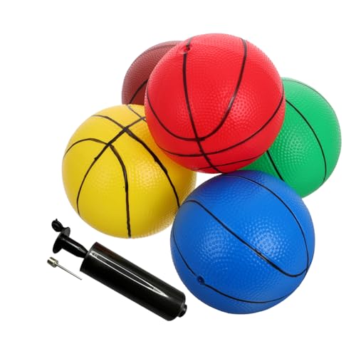 Abaodam 6 Stück Teiliges Mini Basketball Set Pumpe Weiche Kinderbälle in Farben Kleines Indoor Hoop für Jungen und Mädchen Fördert Bewegung und Fitness von Abaodam