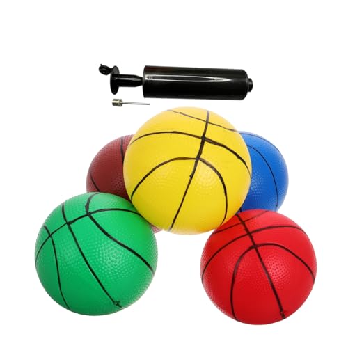 Abaodam 6 Stück Teiliges Mini Basketball Set mit Luftpumpe Weiche Kleine Bälle für Indoor Basketballkorb Tragbar Leicht zu Greifen für Spiel und Indoor Freizeitspaß von Abaodam