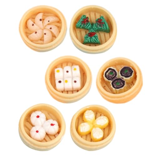 Abaodam 6 Stück Miniatur Lebensmittelmodelle Realistische Dampfgarer Deko für Puppenhaus Spielzeug und Fotorequisiten Künstliche Lebensmittel für Kreatives Spielen von Abaodam