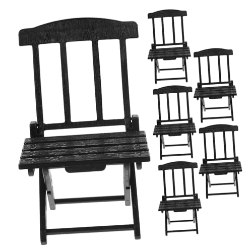 Abaodam 6 Stück Teiliges Miniatur Strandstuhl Klappbare Puppenhaus Möbel Robuste Mini Deko Stühle für Basteln und Tischdekoration Schwarz Einfache Handhabung für Kreative von Abaodam