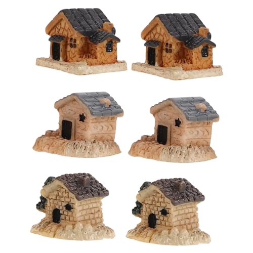 Abaodam 6 Stück Teiliges Miniatur Villenset aus Resin Winzige Dorfhausmodelle Kompakte Mikro Landschaftsdekoration für Bonsai Terrarien Garten und Miniaturhäuser von Abaodam
