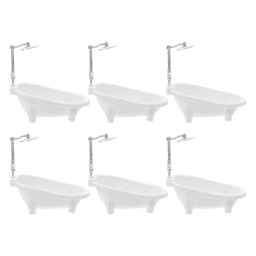 Abaodam 6 Stück Teiliges Puppenhaus Badezimmer Miniatur Badewanne mit Duschkopf Puppenmöbel für Puppenhaus Dekoration Badezimmer Zubehör von Abaodam