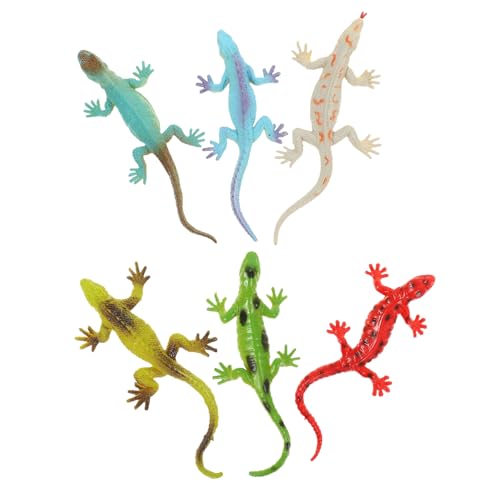 Abaodam 6 Stück Teiliges Realistische Eidechsen Figuren aus Kunststoff Lebensechte Reptilien Nachbildung Miniatur Echsen für Garten und Pflanzen Dekoration von Abaodam