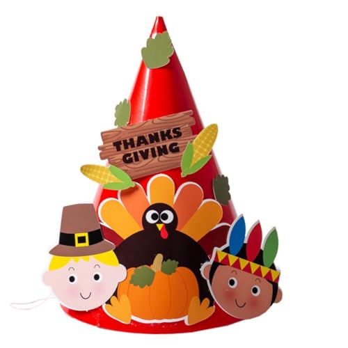 Abaodam 6 Stück Thanksgiving DIY Truthahnhut Truthahn Papierhut DIY Thanksgiving Schulaktivitäten Thanksgiving Party Spielzubehör Pastellkegel Partyhüte Thanksgiving Hut von Abaodam