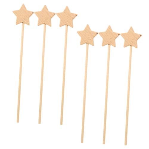 Abaodam 6 Stück Zauberstab Neon Partyzubehör Miniatur Partyartikel für unbemalter Feenstab Fairy Wand Fantasie eincremehilfe Toy Zauberstäbe für Mädchen Sternförmige Feenstäbe Holz von Abaodam