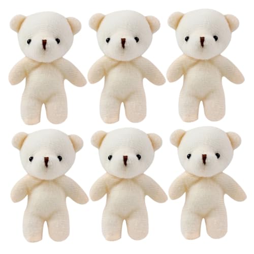Abaodam 6 Stück kleine Bärenpuppe Plüschbär Schlüsselanhänger Sparschwein Babyspielzeug Plüschtiere ausgestopfte Bären Damen-geldbörsen Rucksackzauber hängende Mini-Bärenfiguren Stoff von Abaodam